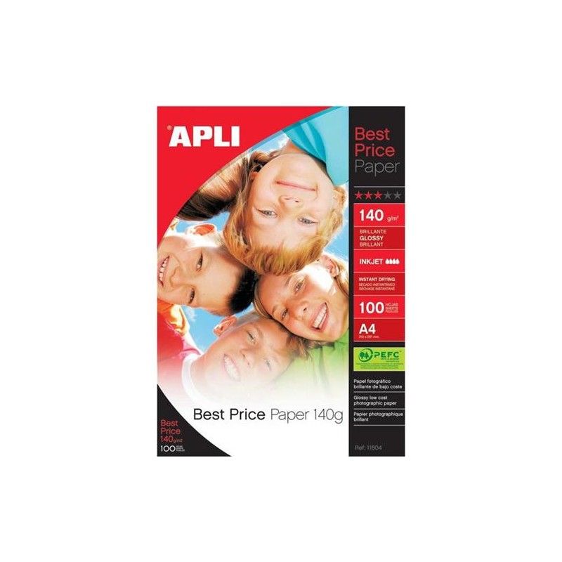 5336-PAQUETE 100 HOJAS PAPEL FOTO INK.BRI A4 140G.11804 APLI 5336-PAQUETE 100 HOJAS PAPEL FOTO INK.BRI A4 140G.11804 APLI