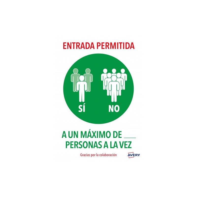 5627-SENALES ADHESIVOS PREIMPRESO  "ENTRADA PERMITIDA" SOBRE DE 2 HOJAS EN A4 AVERY AV_KITCOVID6_ES