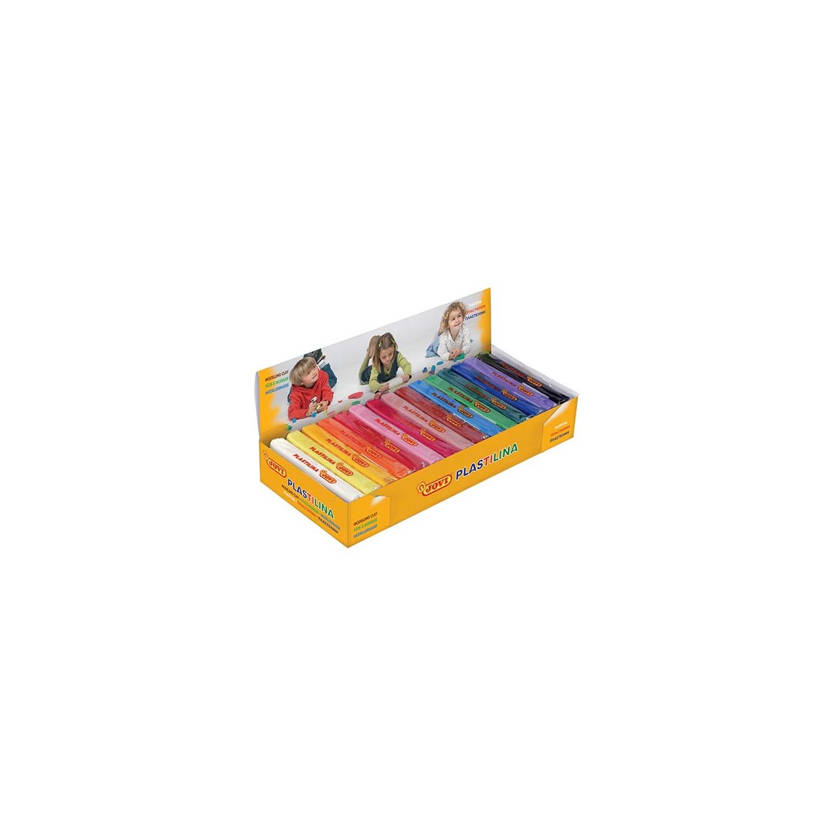 CAJA EXPOSITORA 15 PASTILLAS PLASTILINA 150 G COLORES SURTIDOS JOVI 71S