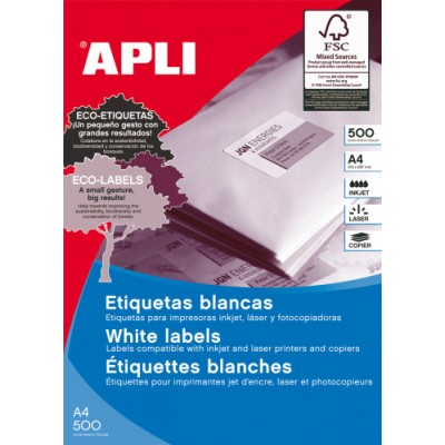 CAJA 500 HOJAS ETIQUETA BLANCA ILC 105X424 01795 APLI