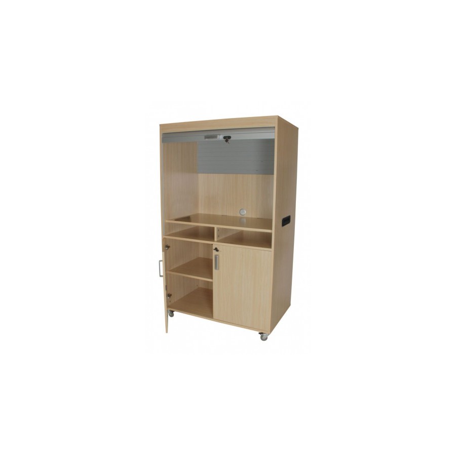 6138-MUEBLE TELEVISION Y VIDEO ALTO CON PERSIANA HAYA MOBEDUC 600911HRC18