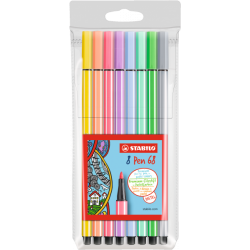 648-ESTUCHE ROTULADORES PUNTA FIBRA MEDIA 1MM. PEN 8 UNIDADES COLORES PASTEL STABILO 68/8-01