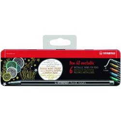 663-ESTUCHE DE METAL 6 UNIDADES COLORES METALICOS PUNTA MEDIA 1,4MM. PEN 68 CON COLGADOR STABILO 6806/8-31