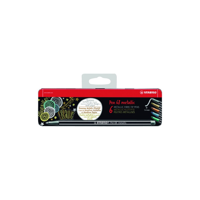 663-ESTUCHE DE METAL 6 UNIDADES COLORES METALICOS PUNTA MEDIA 1,4MM. PEN 68 CON COLGADOR STABILO 6806/8-31 663-ESTUCHE DE METAL 6 UNIDADES COLORES METALICOS PUNTA MEDIA 1,4MM. PEN 68 CON COLGADOR STABILO 6806/8-31