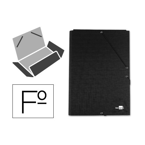 6885-CARPETA CARTON SIMIL PRESPAN 500 GR./M2. FOLIO GOMA SOLAPA NEGRO MARIOLA 1525NE