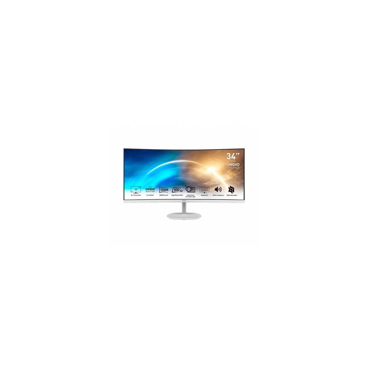 MSI MONITOR PRO MP341CQW 34 CURVO 3440 X 1440 UWQHD 100HZ BLANCO