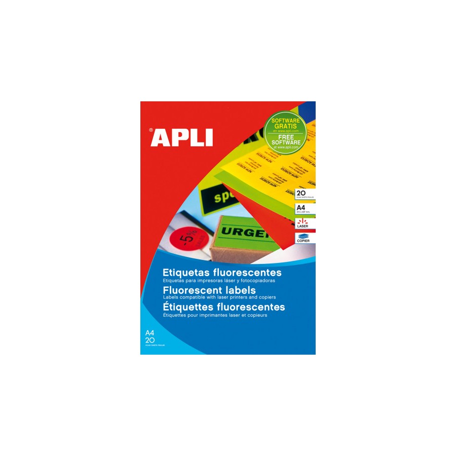 7294-PACK 20 HOJAS (20UD.)ETIQUETAS VERDE FLUORESCENTE PERMANENTES 210,0 X 297,0 MM APLI 2881 7294-PACK 20 HOJAS (20UD.)ETIQUETAS VERDE FLUORESCENTE PERMANENTES 210,0 X 297,0 MM APLI 2881