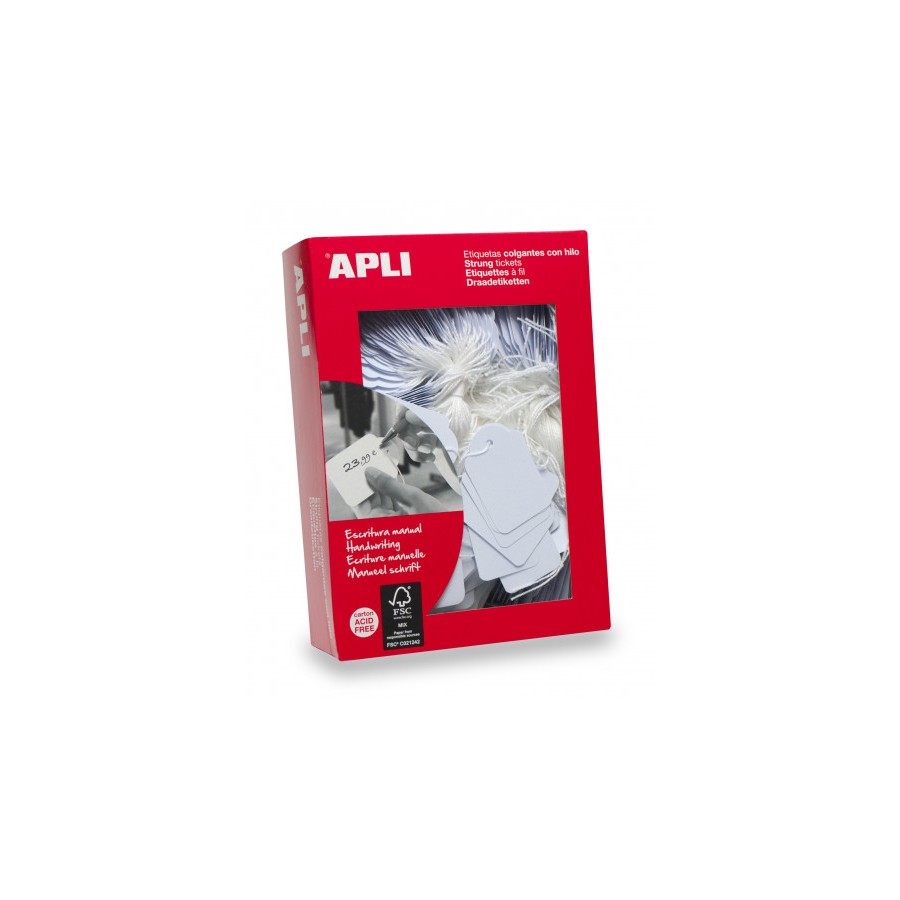 7298-CAJA 500 ETIQUETAS COLGANTES BLANCAS 28 X 43 MM APLI 391 7298-CAJA 500 ETIQUETAS COLGANTES BLANCAS 28 X 43 MM APLI 391