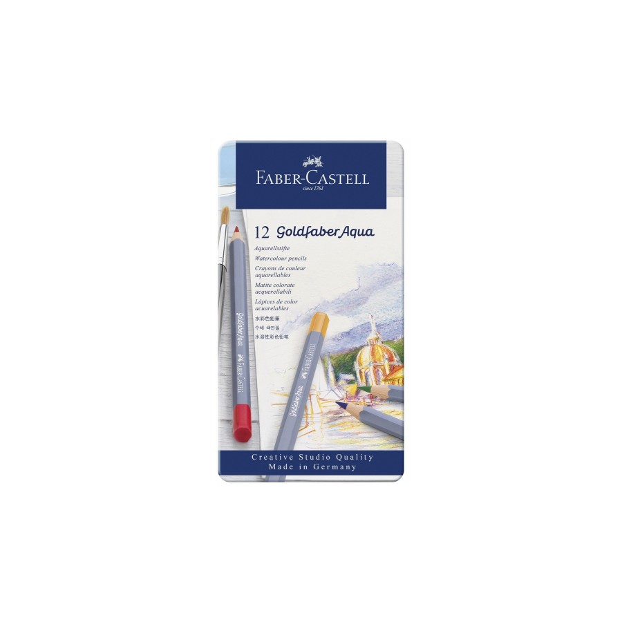 7537-ESTUCHE DE METAL CON 12 LAPICES DE COLORES ACUARELABLES GOLDFABER. FABER CASTELL 114612