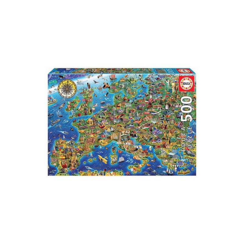 7588-Educa Crazy European Map Puzzle rompecabezas 500 pieza(s)