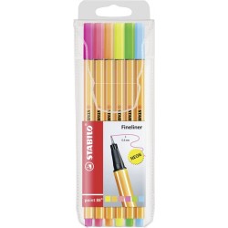 762-ESTUCHE ROTULADOR PUNTA FINA 0,4MM. POINT 88 CON 6 UNIDADES NEON STABILO 88/6-1