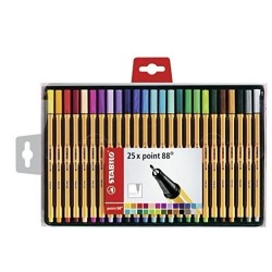 767-ESTUCHE METALICO 25 ROTULADORES PUNTA FINA 0,4MM. POINT 88 COLORES SURTIDOS STABILO 882501