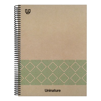 CUADERNO RECICLADO A4 KRAFT SOFT TAPA DURA 80 HOJAS 90GR CUADRICULA 4X4 MM VERDE UNINATURE 88500320