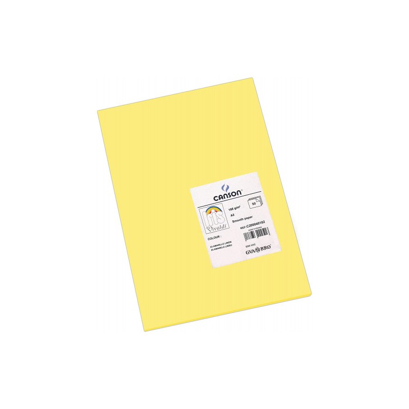 7763-PACK 50 HOJAS CARTULINA IRIS A3 185G AMARILLO LIMON CANSON C200040182