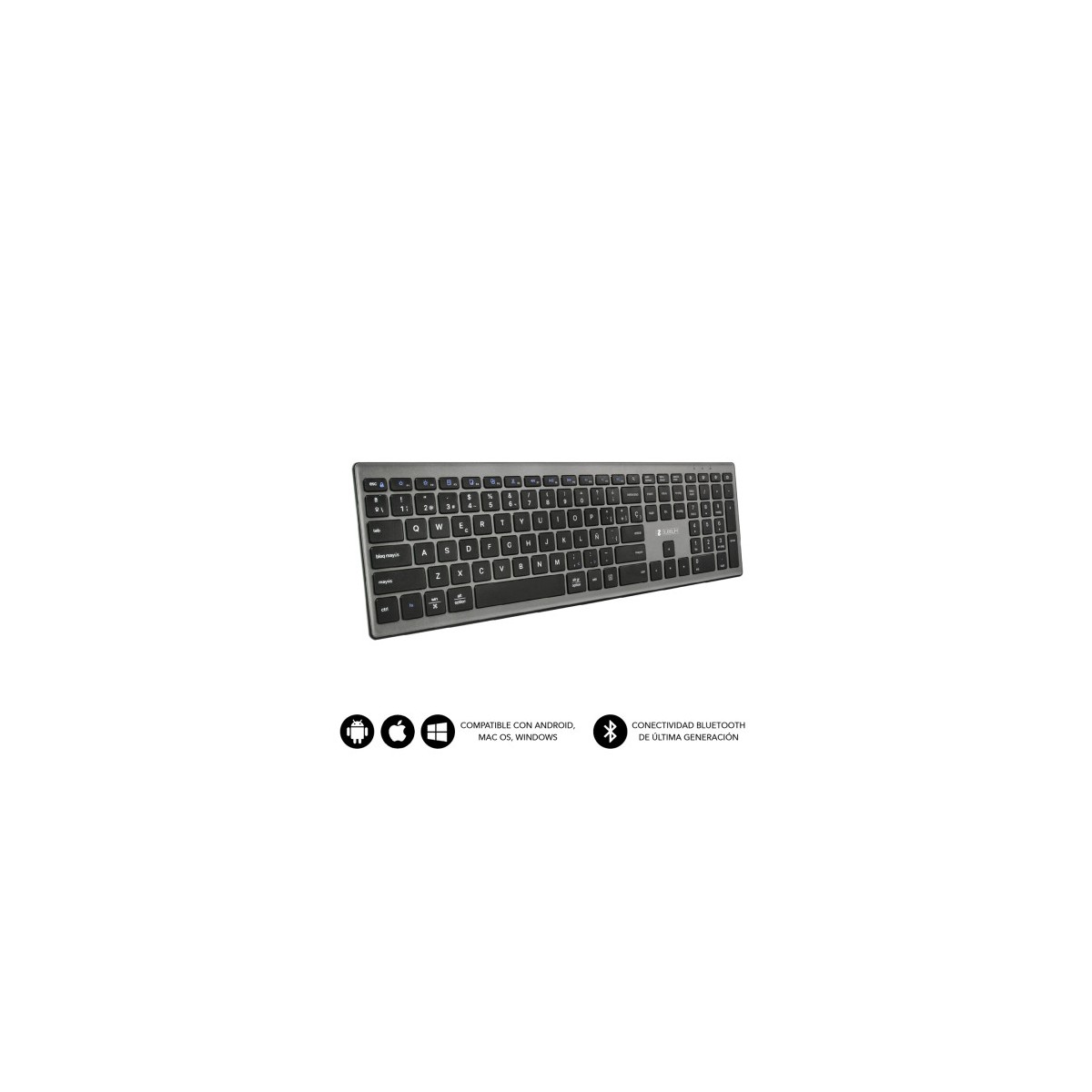 SUBBLIM Teclado Completo delgado inalambrico Bluetooth Pure Extended Grey