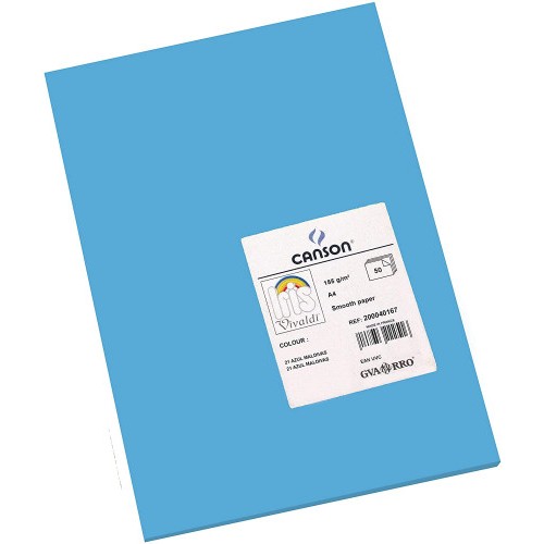 7770-PACK 50 HOJAS CARTULINA IRIS A4 185G AZUL CANSON C200040167