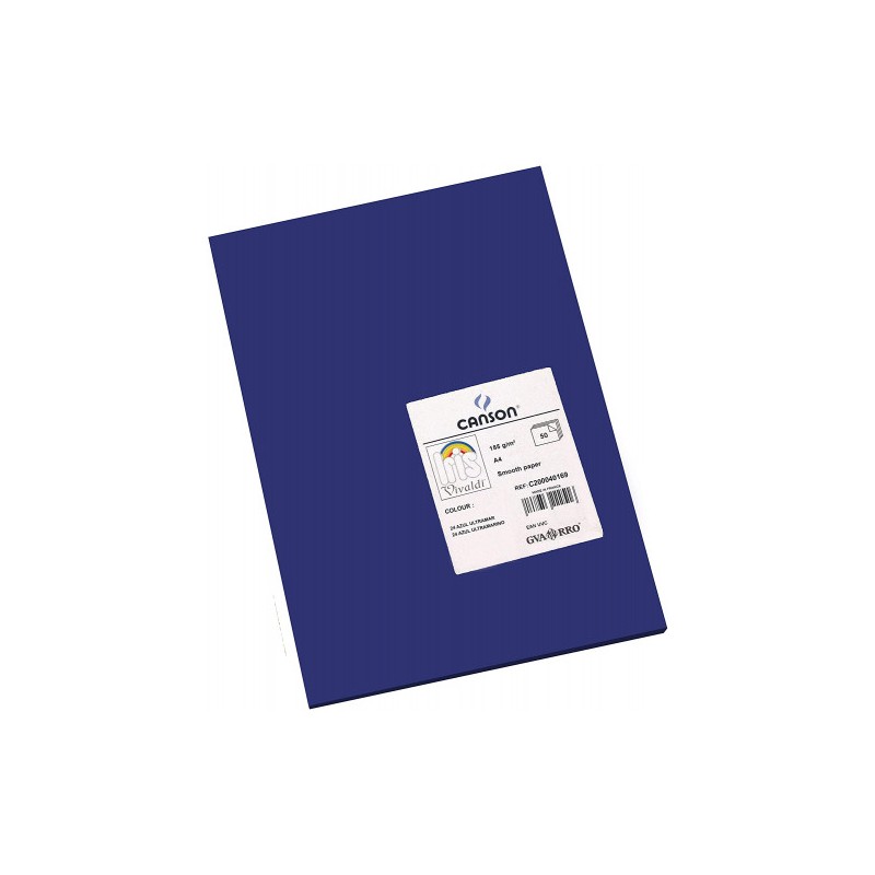 7772-PACK 50 HOJAS CARTULINA IRIS A4 185G AZUL ULTRAMAR CANSON C200040169