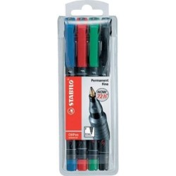 797-ESTUCHE 4 MARCADORES PERMANENTE P.FINA SURTIDO OHPEN UNIVERSAL 0,7MM. STABILO 842/4