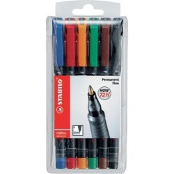 798-ESTUCHE 6 MARCADORES PERMANENTE P.FINA SURTIDO OHPEN UNIVERSAL 0,7MM. STABILO 842/6