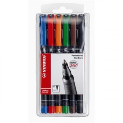 801-ESTUCHE 6 MARCADORES PERMANENTE P.MEDIA SURTIDO OHPEN UNIVERSAL 1MM. STABILO 843/6