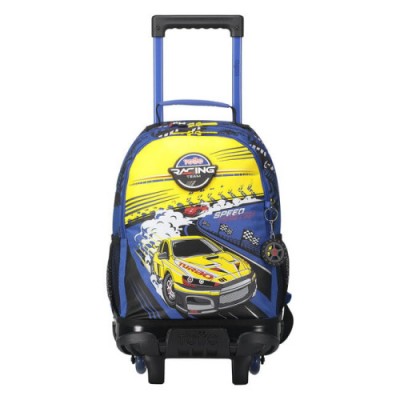 MOCHILA ESCOLAR CON RUEDAS MEDIANA DE CARRERAS DE COCHES TOTTO MJ03VLC005 2310 6J7M