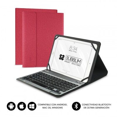 SUBBLIM Funda con Teclado KEYTAB PRO BLUETOOTH 101 Red