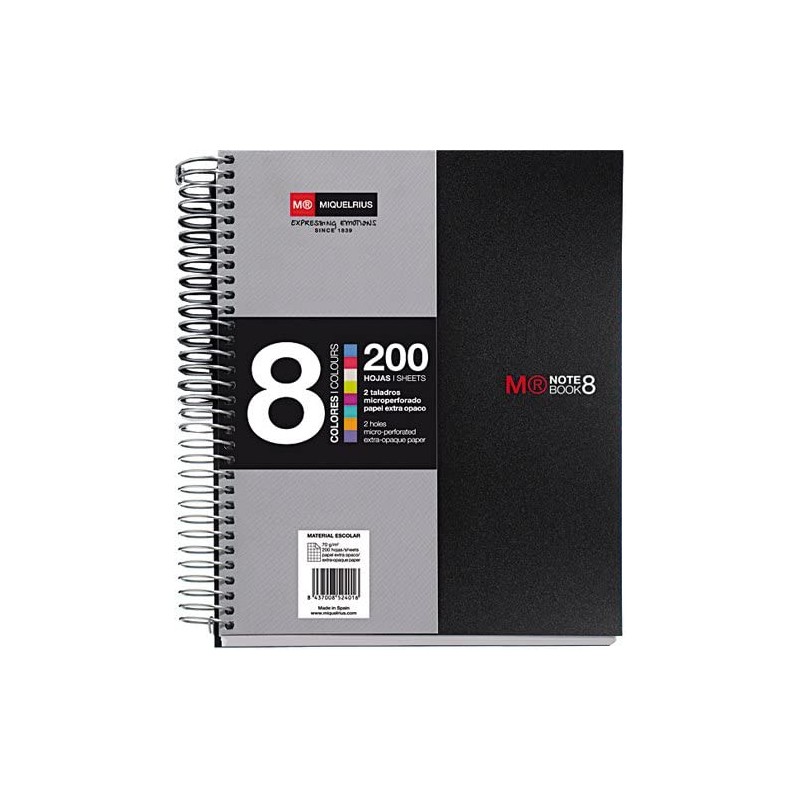 8178-CUADERNO ESPIRAL NB-8 A5 200 HOJAS 5X5MM POLIPROPILENO NEGRO MIQUELRIUS 42007 8178-CUADERNO ESPIRAL NB-8 A5 200 HOJAS 5X5MM POLIPROPILENO NEGRO MIQUELRIUS 42007