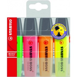821-ESTUCHE 4 MARCADORES FLUORESCENTES BOSS TRAZO 2/5MM. SURTIDOS STABILO 70/4