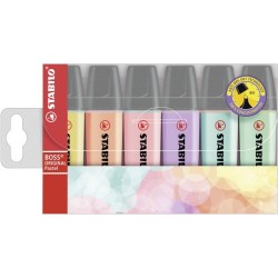 840-ESTUCHE 6 MARCADORES FLUORESCENTE BOSS PASTEL TRAZO 2/5MM. SURTIDO STABILO 70/6-2