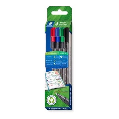 ESTUCHE ROTULADOR TRIPLUS FINELINER 334 ECO EDITION 4 UNIDADES COLORES SURTIDOS STAEDTLER 334 RC4