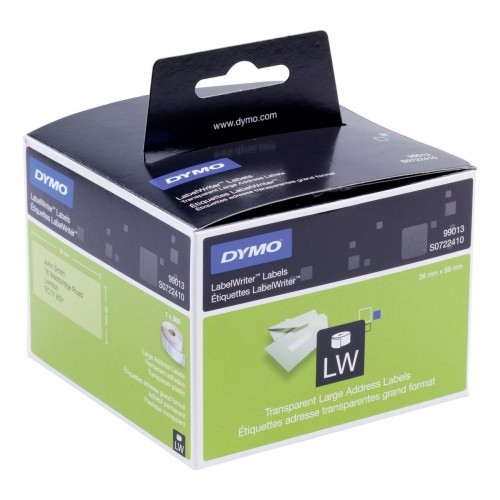 888-ROLLO ETIQUETA PERMANENTE 89X36MM. TRANSPARENTES DYMO SO722410