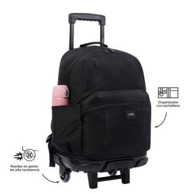 MOCHILA ESCOLAR CON RUEDAS GRANDE NEGRA TRIK TOTTO MA03TKI003 22200 N01