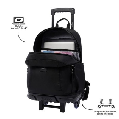 MOCHILA ESCOLAR CON RUEDAS GRANDE NEGRA TRIK TOTTO MA03TKI003 22200 N01