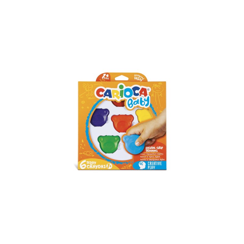 8956-Carioca Teddy Crayons BABY - 6 Pz 8956-Carioca Teddy Crayons BABY - 6 Pz