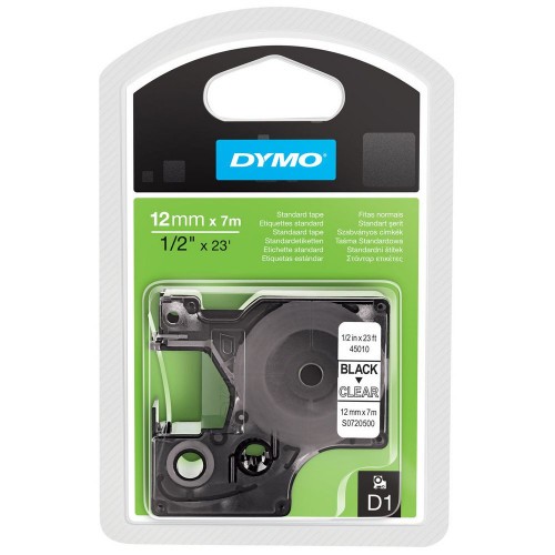 912-CINTA ROTULADORA D1 12MMX7M NEGRO/TRANSPARENTE DYMO S0720500