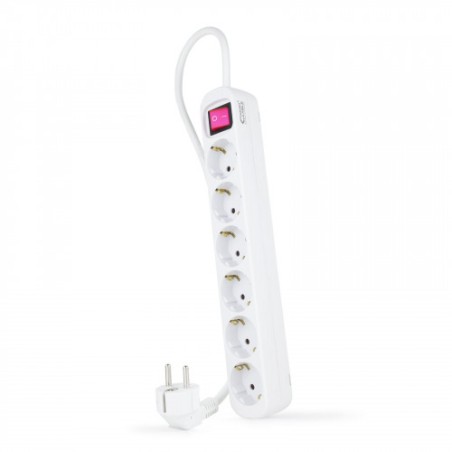 9387-Nanocable Regleta de enchufes de 6 tomas con interruptor, 1.4 metros Blanca