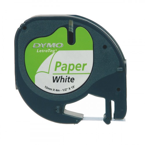 951-CINTA ROTULADORA LETRATAG 12MMX4M NEGRO/BLANCO PAPEL DYMO S0721510