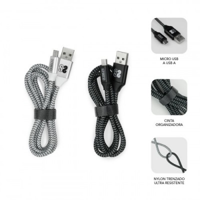 SUBBLIM PACK 2 CABLES USB A MICRO USB 24A 1M BLACK SILVER