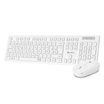 SUBBLIM Teclado Ergonomico y raton Combo Business Slim Silencioso Inalambrico 24G Blanco