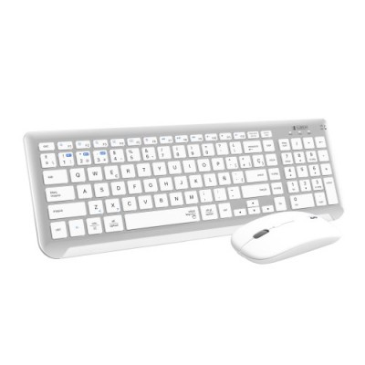 SUBBLIM Teclado con Raton Bluetooth 24G Combo Dual Prestige Extendido Plata Blanco