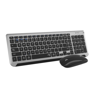 SUBBLIM Teclado con Raton Bluetooth 24G Combo Dual Prestige Extendido Gris Negro