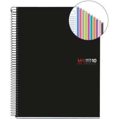 CUADERNO ESPIRAL NB 18 A5 200 HOJAS 5X5MM POLIPROPILENO NEGRO MIQUELRIUS 47044