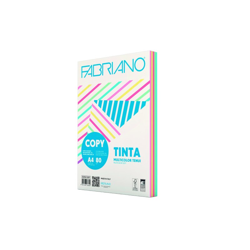 9744-PAQUETE 250 HOJAS A4 80G COLORES SURTIDOS PASTEL (50 HOJAS X COLOR) FABRIANO F62521297 9744-PAQUETE 250 HOJAS A4 80G COLORES SURTIDOS PASTEL (50 HOJAS X COLOR) FABRIANO F62521297