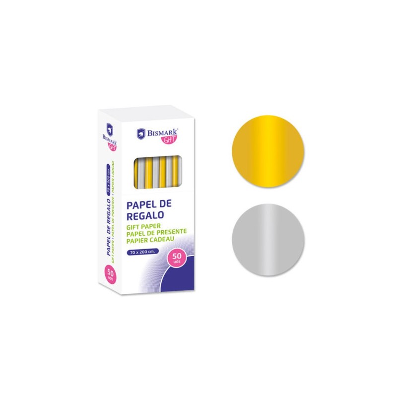 9752-PAPEL DE REGALO LISO ORO/PLATA 70X200 BISMARK 330276