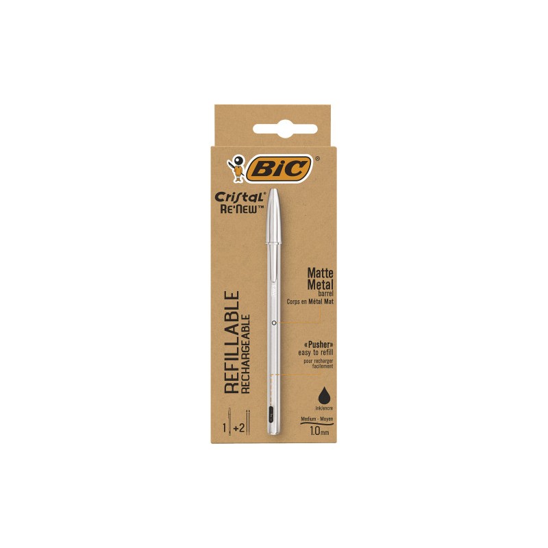 9776-BOLIGRAFO RENEW CUERPO METAL TINTA NEGRA BIC 997201