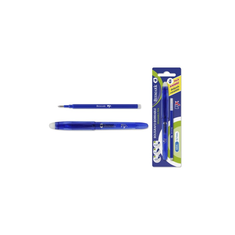 9850-BOLIGRAFO BORRABLE C/CAPUCHON+1 RECAMBIO AZUL BISMARK 329570
