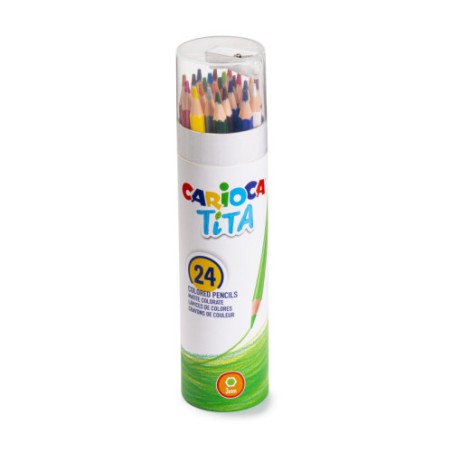 9967-TUBO 24 UNIDADES LAPICES DE COLORES HEXAGONALES + SACAPUNTAS CARIOCA 43341